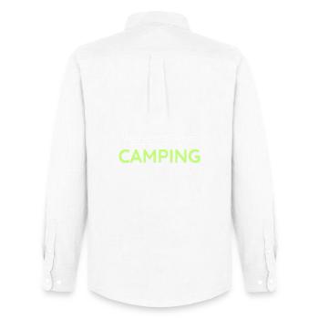 Illustration de tente de camping vintage - Chemise Oxford homme Stanley/Stella - blanc - Dos - AI Model Male 185 dark (185cm)