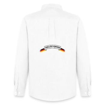 Tireless Runner | german Banner - Männer Oxford Hemd von Stanley/Stella - Weiß - Hinten - AI Model Male 185 dark (185cm)