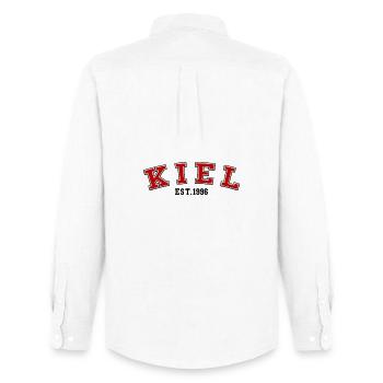 Kiel Fondé en 1996 - Chemise Oxford homme Stanley/Stella - blanc - Dos - AI Model Male 185 dark (185cm)
