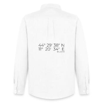 Coordonnées : Bologne, Italie - Chemise Oxford homme Stanley/Stella - blanc - Dos - AI Model Male 185 dark (185cm)