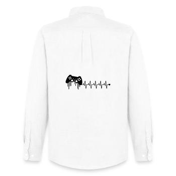 Gaming Controller Heartbeat - Men's Oxford Shirt by Stanley/Stella - white - Back - AI Model Male 185 dark (185cm)