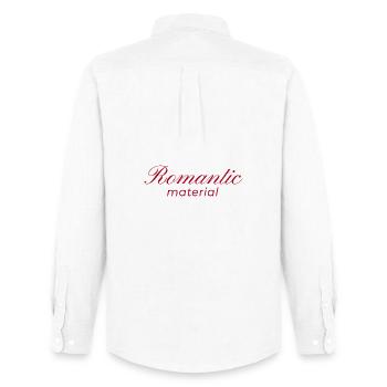 Conception typographique Matériel romantique - Chemise Oxford homme Stanley/Stella - blanc - Dos - AI Model Male 185 dark (185cm)