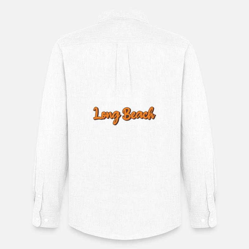Long Beach Retro Script - Männer Oxford Hemd von Stanley/Stella - Weiß
