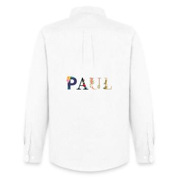 PAUL name decorated with flowers - Men's Oxford Shirt by Stanley/Stella - white - Back - AI Model Male 185 dark (185cm)