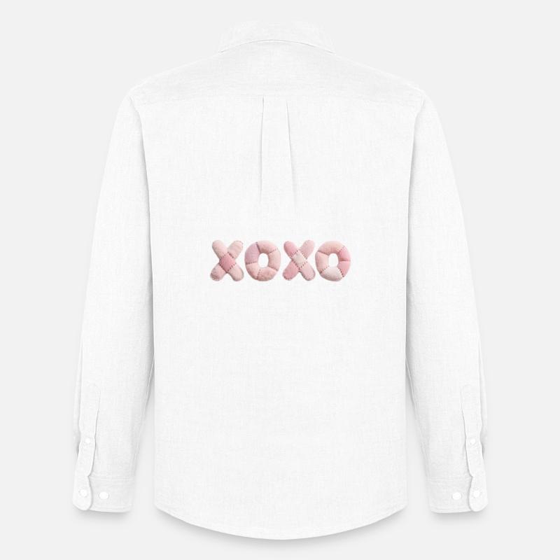 Plüsch Patchwork XOXO Design Pink - Männer Oxford Hemd von Stanley/Stella - Weiß