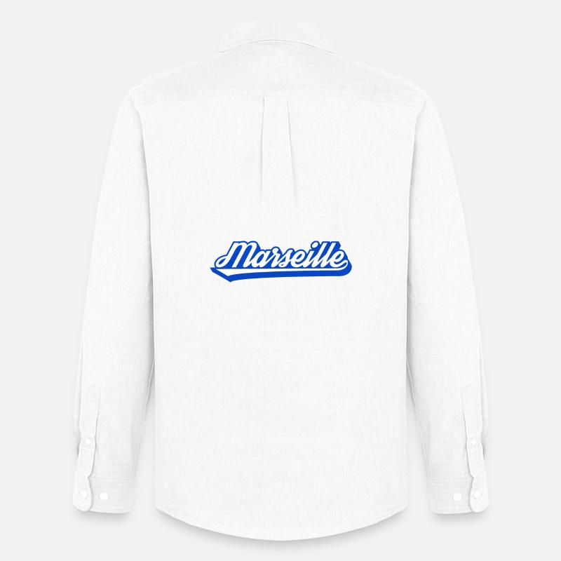 Marseille Retro Blau Script - Männer Oxford Hemd von Stanley/Stella - Weiß