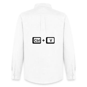 CTRL + V / Kinder Geschenk zu Vatertag / Muttertag - Männer Oxford Hemd von Stanley/Stella - Weiß - Hinten - AI Model Male 185 dark (185cm)
