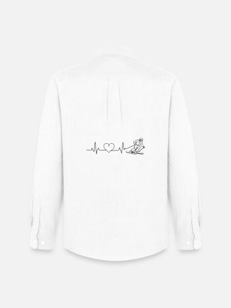 Skiing Love Pulse Heartbeat - Men's Oxford Shirt by Stanley/Stella - white