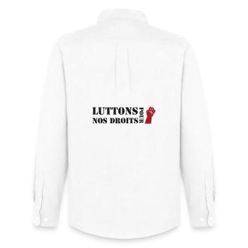Luttons pour nos Droits ! - Chemise Oxford homme Stanley/Stella - blanc - Dos - AI Model Male 185 dark (185cm)