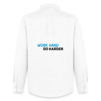 Work hard do harder - Männer Oxford Hemd von Stanley/Stella - Weiß - Hinten - AI Model Male 185 dark (185cm)