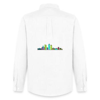 Kunst des Dhaka City Skyline National Monument - Männer Oxford Hemd von Stanley/Stella - Weiß - Hinten - AI Model Male 185 dark (185cm)