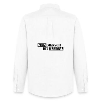 No One Is Illegal - Migration - Illegality - Men's Oxford Shirt by Stanley/Stella - white - Back - AI Model Male 185 dark (185cm)