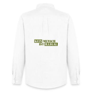 No One Is Illegal - Migration - Illegality - Men's Oxford Shirt by Stanley/Stella - white - Back - AI Model Male 185 dark (185cm)