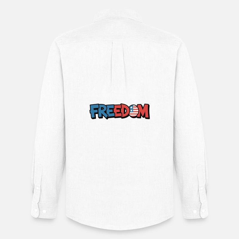 Freedom Typografie Statement Design - Männer Oxford Hemd von Stanley/Stella - Weiß