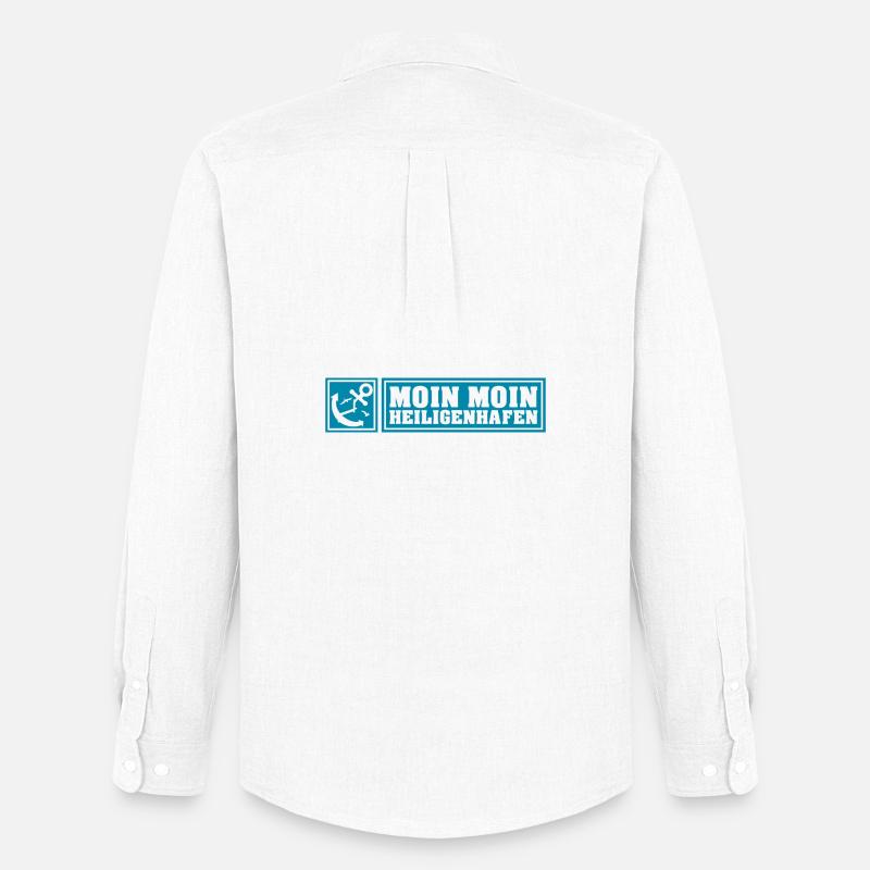 Moin moin Heiligenhafen LE - Männer Oxford Hemd von Stanley/Stella - Weiß