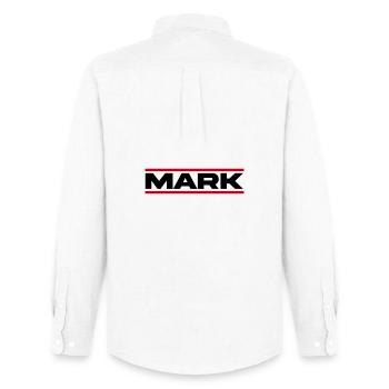 Mark Geschenk  - Männer Oxford Hemd von Stanley/Stella - Weiß - Hinten - AI Model Male 185 dark (185cm)