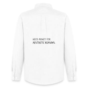 Besoin d’argent Esthétique Erreur de frappe Tendance Gen Z - Chemise Oxford homme Stanley/Stella - blanc - Dos - AI Model Male 185 dark (185cm)