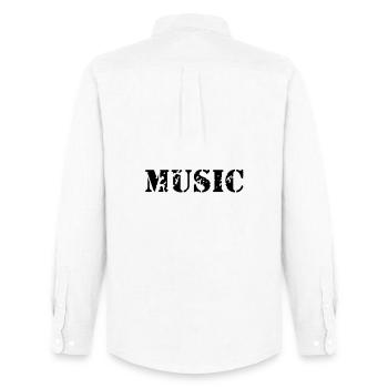 La musique comme la conception d'impression de - Chemise Oxford homme Stanley/Stella - blanc - Dos - AI Model Male 185 dark (185cm)