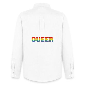 Rainbow queer LGBT CSD Chemise lgbtqi queer - Chemise Oxford homme Stanley/Stella - blanc - Dos - AI Model Male 185 dark (185cm)