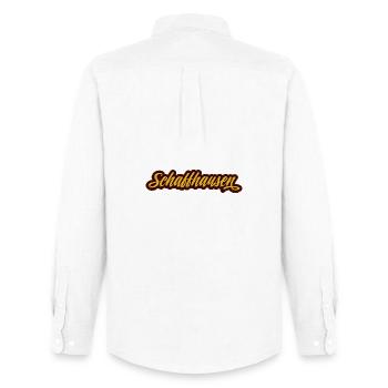 Schaffhausen Schriftzug-Logo - Männer Oxford Hemd von Stanley/Stella - Weiß - Hinten - AI Model Male 185 dark (185cm)