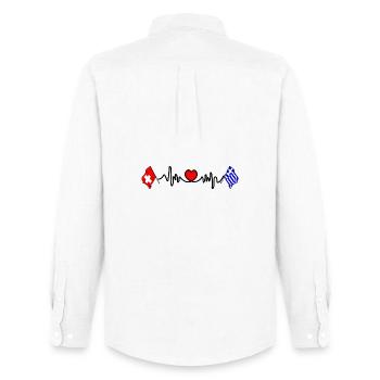 Cardio Coeur avec drapeau Suisse, Grèce - Chemise Oxford homme Stanley/Stella - blanc - Dos - AI Model Male 185 dark (185cm)