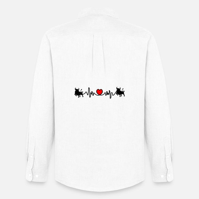 Herzfrequenz Cardio Stier Bulle - Männer Oxford Hemd von Stanley/Stella - Weiß