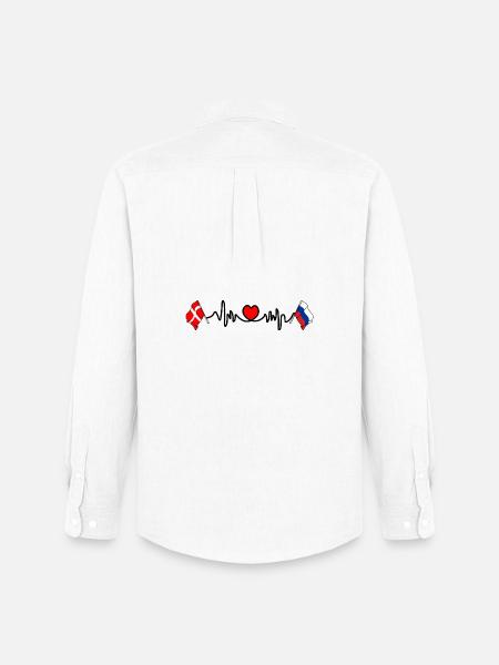 Cardio cardiaque Drapeau Danemark, drapeau Russie - Chemise Oxford homme Stanley/Stella - blanc