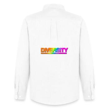 Typo Diversity Rainbow Shadow - Männer Oxford Hemd von Stanley/Stella - Weiß - Hinten - AI Model Male 185 dark (185cm)