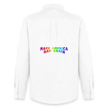 Make America Gay Again - Men's Oxford Shirt by Stanley/Stella - white - Back - AI Model Male 185 dark (185cm)