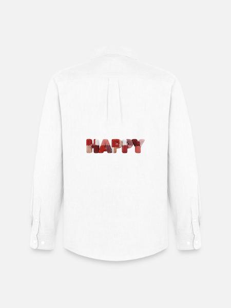 Happy Patchwork Design Stoffflicken Look - Männer Oxford Hemd von Stanley/Stella - Weiß