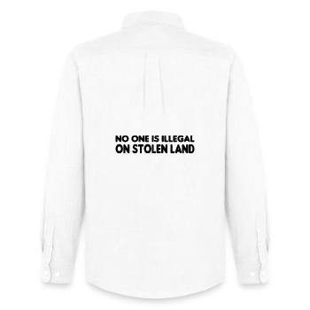 No One Is Illegal On Stolen Land - Illegality - Men's Oxford Shirt by Stanley/Stella - white - Back - AI Model Male 185 dark (185cm)