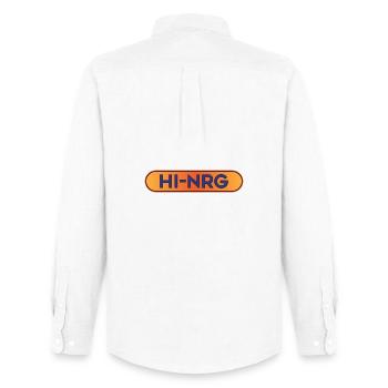 Hi-NRG Retro Neon Text - Men's Oxford Shirt by Stanley/Stella - white - Back - AI Model Male 185 dark (185cm)