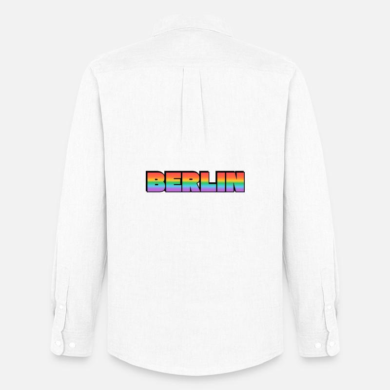Berlin Rainbow Gradient Text LGBT - Men's Oxford Shirt by Stanley/Stella - white