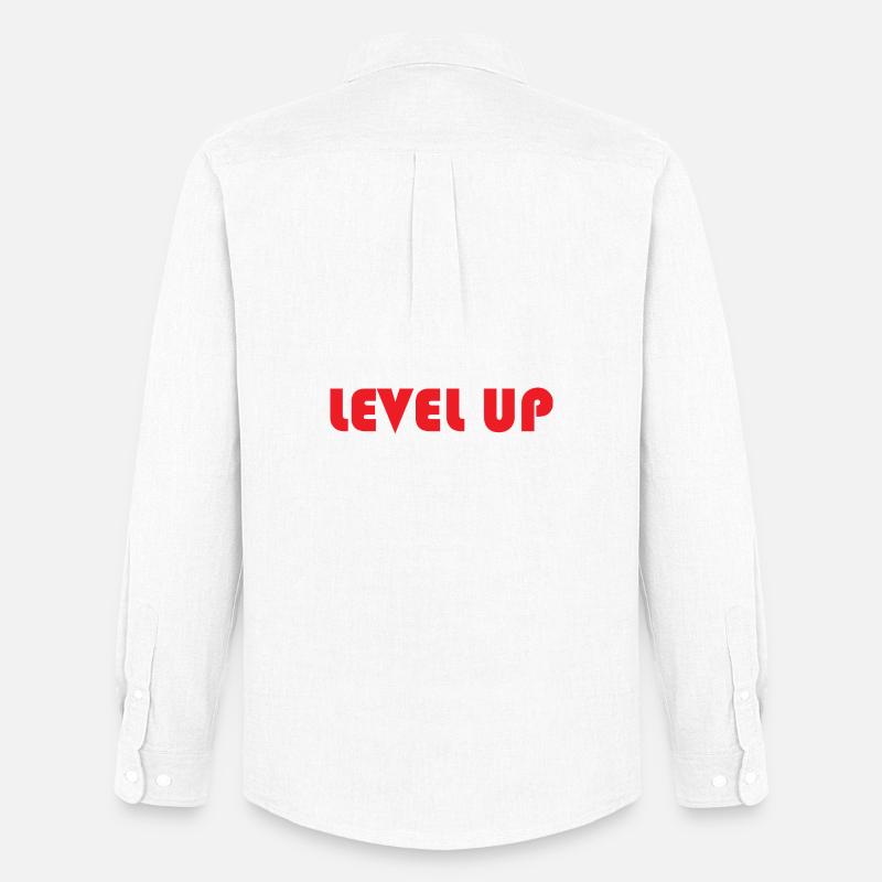 LEVEL UP-Roter Text - Männer Oxford Hemd von Stanley/Stella - Weiß