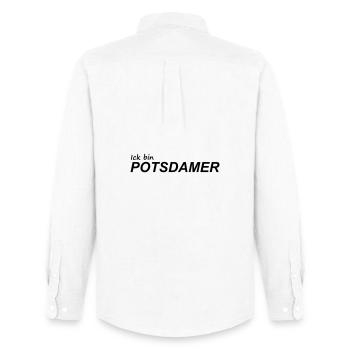 ICK BIN POTSDAMER - Männer Oxford Hemd von Stanley/Stella - Weiß - Hinten - AI Model Male 185 dark (185cm)