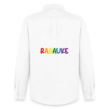 Raclin Lettres Colorées Arc-En-Ciel - Chemise Oxford homme Stanley/Stella - blanc - Dos - AI Model Male 185 dark (185cm)