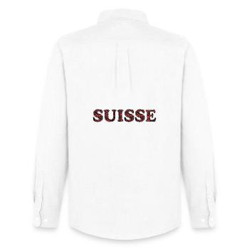 SWITZERLAND. HUMOR. COUNTRY - Men's Oxford Shirt by Stanley/Stella - white - Back - AI Model Male 185 dark (185cm)