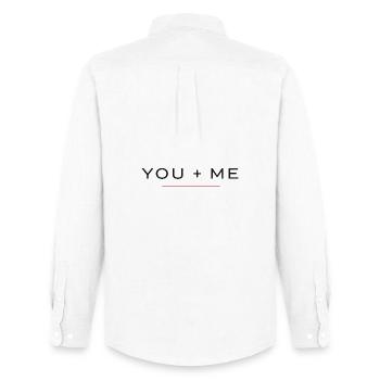 Chemise YOU + ME – Couple de la Saint-Valentin - Chemise Oxford homme Stanley/Stella - blanc - Dos - AI Model Male 185 dark (185cm)