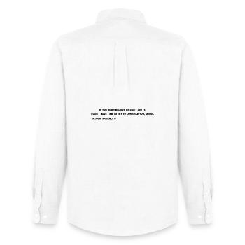 Satoshi Nakamoto – I Don't Have Time to Convince Y - Men's Oxford Shirt by Stanley/Stella - white - Back - AI Model Male 185 dark (185cm)