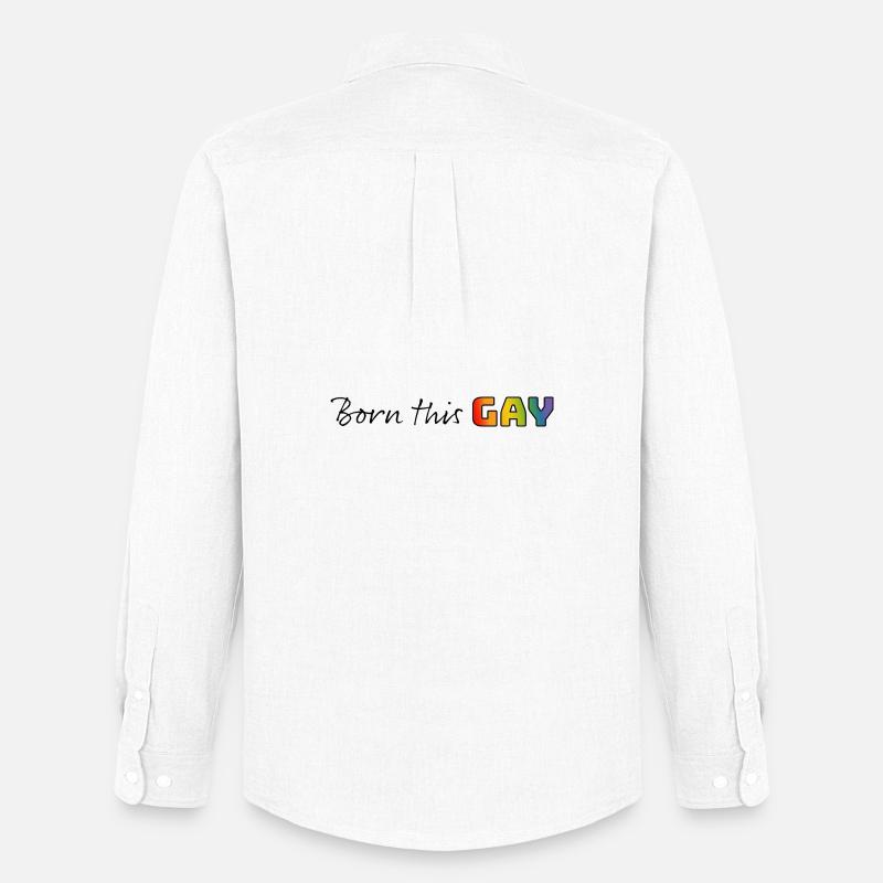 Regenbogen born this gay - Männer Oxford Hemd von Stanley/Stella - Weiß