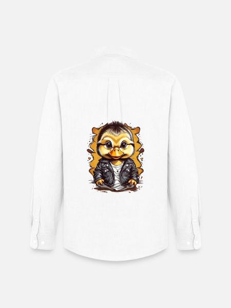 Cute duck with leather jacket - Men's Oxford Shirt by Stanley/Stella - white