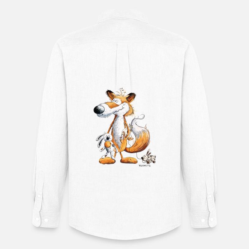 Fuchs Mit Spielzeug Hase Und Kuscheltier - Männer Oxford Hemd von Stanley/Stella - Weiß