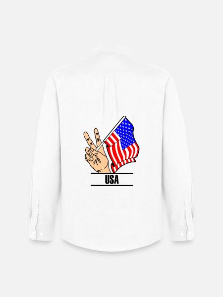 Flag USA peace sign text USA - Men's Oxford Shirt by Stanley/Stella - white