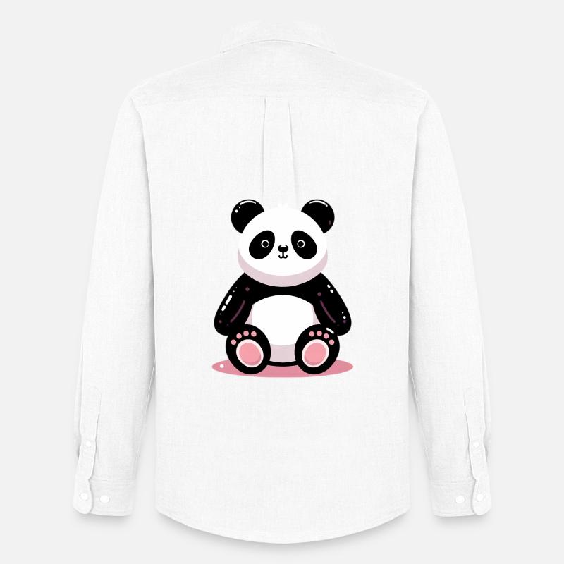 Panda - Männer Oxford Hemd von Stanley/Stella - Weiß