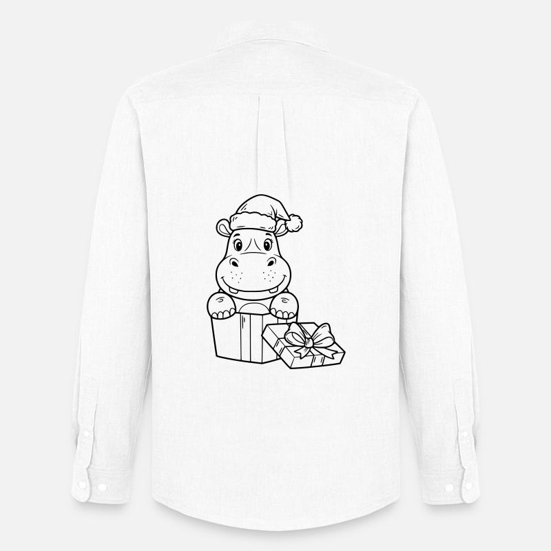 Weihnachts-Nilpferd mit Geschenken - Männer Oxford Hemd von Stanley/Stella - Weiß