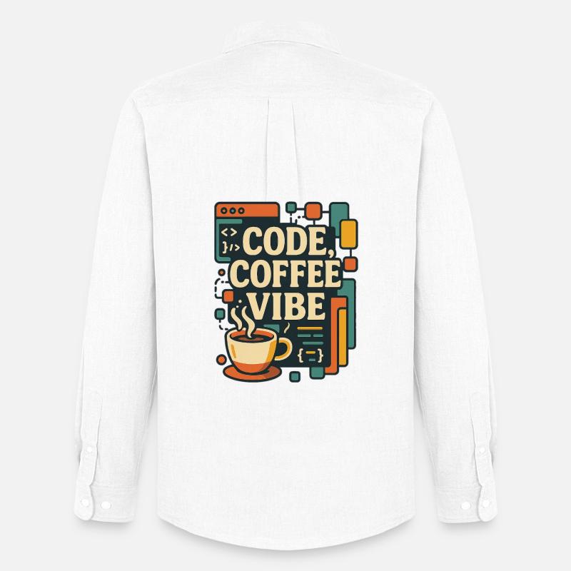 Code Coffee Vibe – Lustiges Programmer T-Shirt - Männer Oxford Hemd von Stanley/Stella - Weiß
