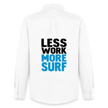 less work more surf - Männer Oxford Hemd von Stanley/Stella - Weiß - Hinten - AI Model Male 185 dark (185cm)
