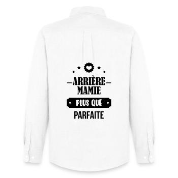Mamie / Mamy / Grand Mere / Grand-Mère / Bébé - Chemise Oxford homme Stanley/Stella - blanc - Dos - AI Model Male 185 dark (185cm)