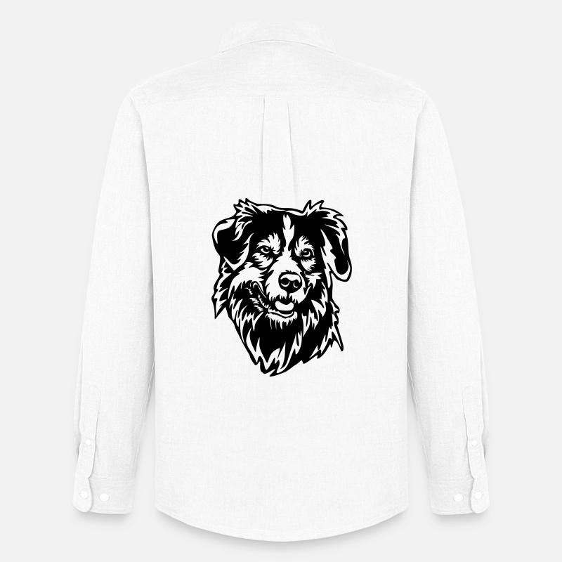 Australian Shepherd Kopf - Männer Oxford Hemd von Stanley/Stella - Weiß