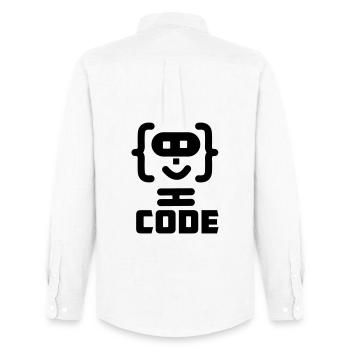 Logo de code de programmeur hacker avec texte CODE - Chemise Oxford homme Stanley/Stella - blanc - Dos - AI Model Male 185 dark (185cm)